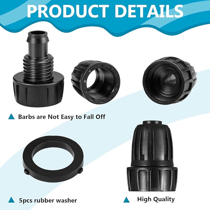 5 Pack Drip Irrigation Tubing Faucet Adapter Garden Faucet Hose Adapter Drip Irrigation Hose Connectors Faucet Connector with Washers for Garden Irrigation System(Single, Convert 3/4 to 1/2)