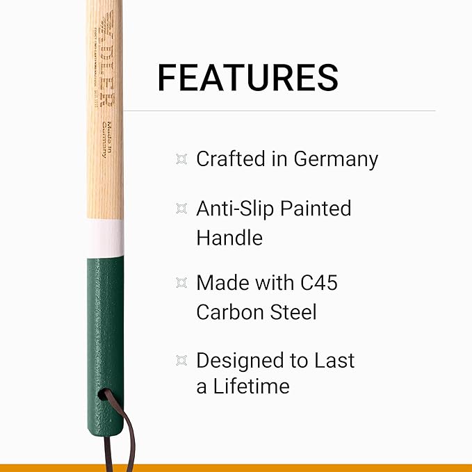 Adler - The Rosie Garden Hoe, Heavy Duty Yard Tool Lawn Care, Loosening Soil, Weeding, and Digging, Steel Head 10.6 inches, Wood Handle 17.7 inches (Mocha)