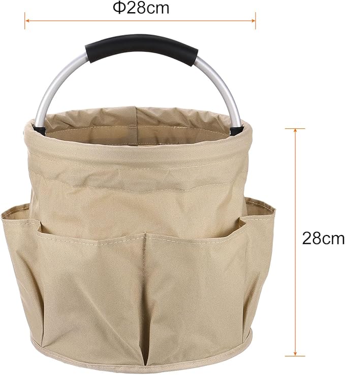 HARFINGTON Garden Tool Bag 17L Large Oxford Waterproof with Pockets Garden Tote Bag Gardening Plant Tool Organizer Storage Carrier Store for Outdoor Women Men, Khaki