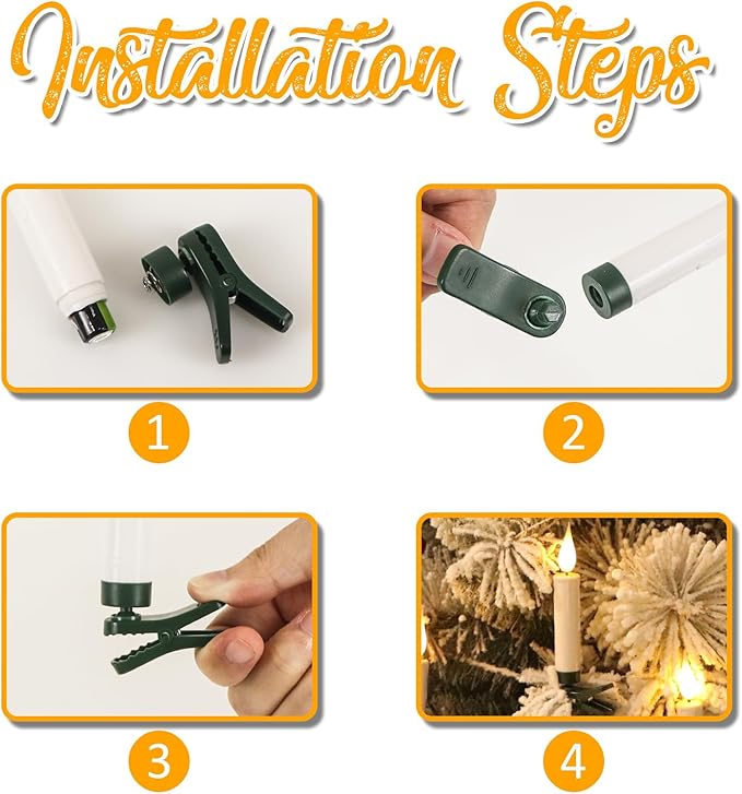 DRomance Christmas Tree Flameless Taper Candle Lights Battery Operated with 10-Key Remote and Timer, 10 Pack Plastic 3D Wick Flickering LED Taper Candles Multi-Using Home Garden Holiday Decor 3.4"