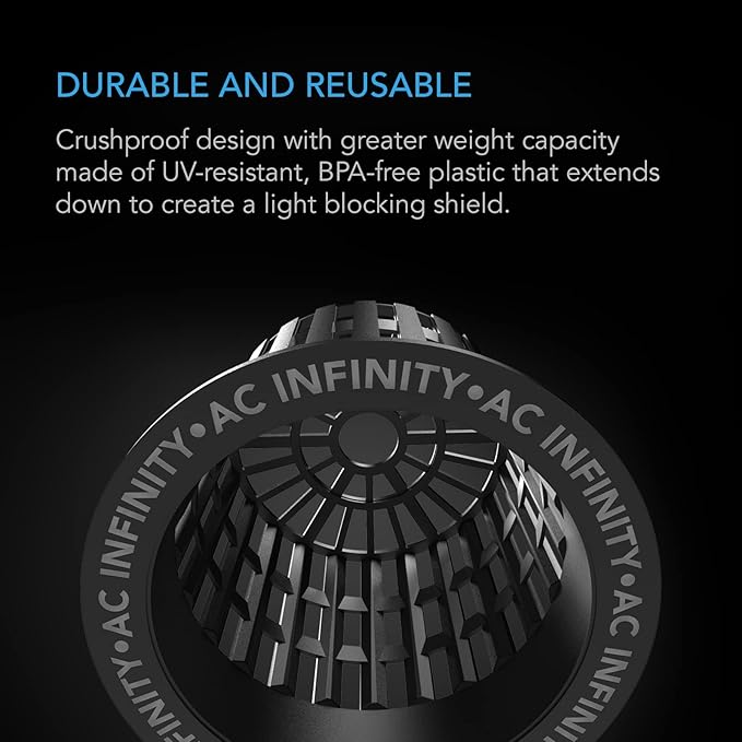 AC Infinity Net Cups 2-Inch, Heavy Duty Garden Slotted Net Pots with Wide Lip Rims, 50-Pack Black Bucket Basket for Indoor Outdoor Growing, Orchids, Aquaponics, Hydroponics