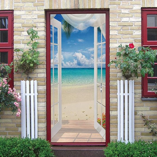 3D Door Stickers Murals - Landscape - Door Wallpaper Self-Adhesive - Removable PVC Waterproof - Matt Finish - 37.4" x 78.7"