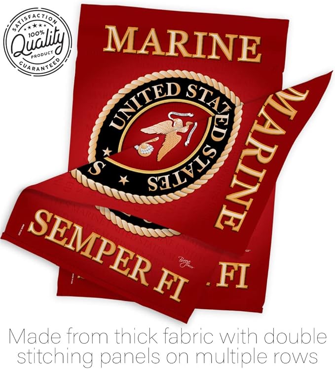 Breeze Decor Marine Corps House Flag - Pack Armed Forces USMC Semper Fi United State American Military Veteran Retire Official Support Our Troops - Banner Small Garden Yard Gift Double-Sided 28 X 40