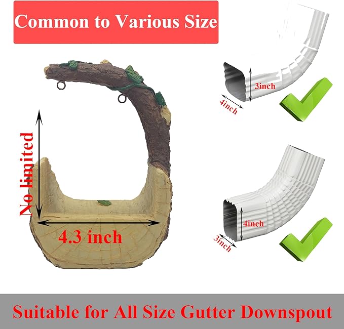 Tortoise On The Swing Gutter Downspout Extension Decoration,Rain Downspout Diverter Garden Statue,Decorative Gutter Extension,Downspout Splash Block,Animal Resin Statue Outdoor Décor