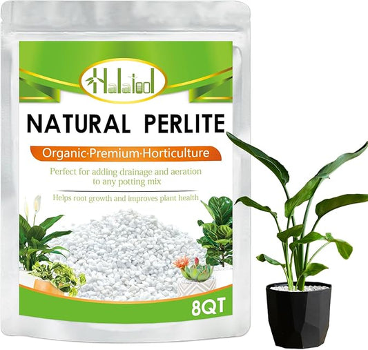 Halatool 8QT Perlite 3-6mm Organic Perlite for Gardening Plants Indoor Natural Potting Soil Mix Additive for Holding Moisture Aeration Drainage