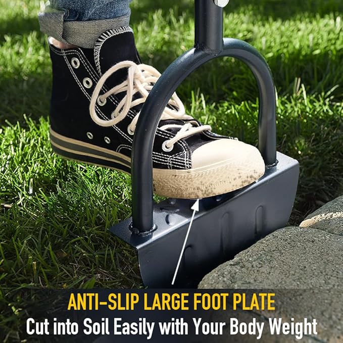 Colwelt Saw-Tooth Edger Lawn Tool, Half Moon Lawn Edger with T-Grip, Sidewalk Grass Long Handled Step Edger, 38-Inch