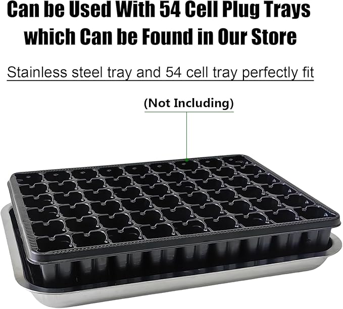 Stainless Steel Plant Trays, 5 Pack Multi-Purpose Tray for Indoor Outdoor Plants, Seed Starting Tray for Potted Plants(11.6 inch×15.2 inch, 1.45" Height, 5-Pack)