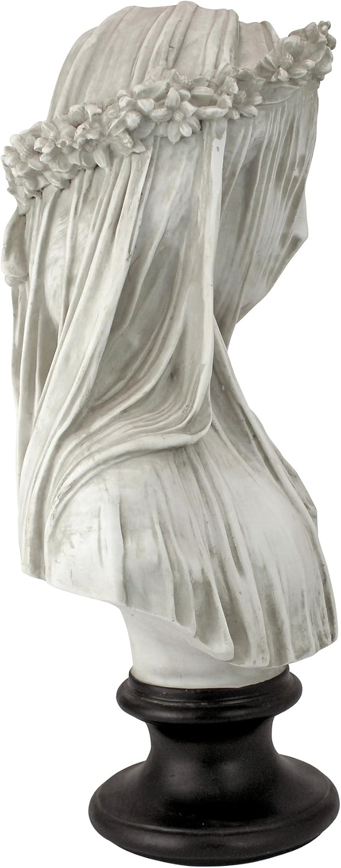 Design Toscano Veiled Maiden Indoor Bust Statue, 9 Inch Wide, 14 Inch Tall, Cast Stone Resin, Antiqued White Finish with a Black Painted Base