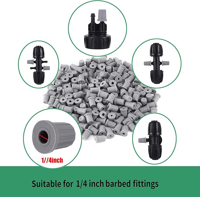 40 Pcs Barbed Tee 1/2 Inch to 1/4 Inch Drip Irrigation Fittings Kit for (1/2'' ID x 0.60''-0.63'' OD) 16mm Irrigation Tubing Anti-Drop Barbed Connectors 8 Tee,8 Four-way,4 Six- way,20 End Caps