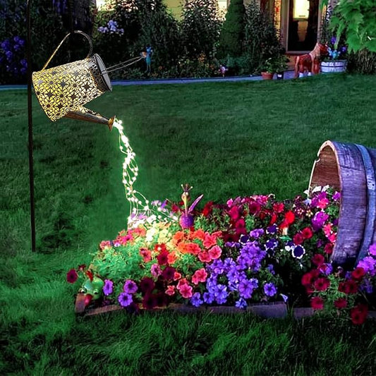 VOOKRY Watering Can with Lights, Large Hanging Solar Lights Outdoor Waterproof, Decorative Retro Metal Solar Garden Decor for Patio Yard Porch Lawn Landscape Gardening Gifts for Mom Grandma Women