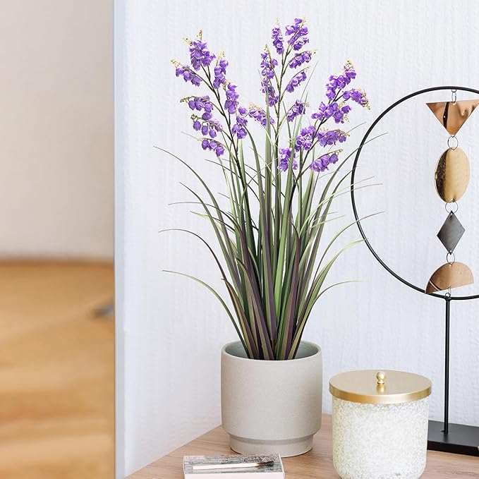 Green Onions Home Decor Fake Plants Lily of The Valley Snake Plant Home DéCor Accents Artificial Grass Room Decor Artificial Plants Indoor Artificial Grass 36“ 1 Pack（Purple）