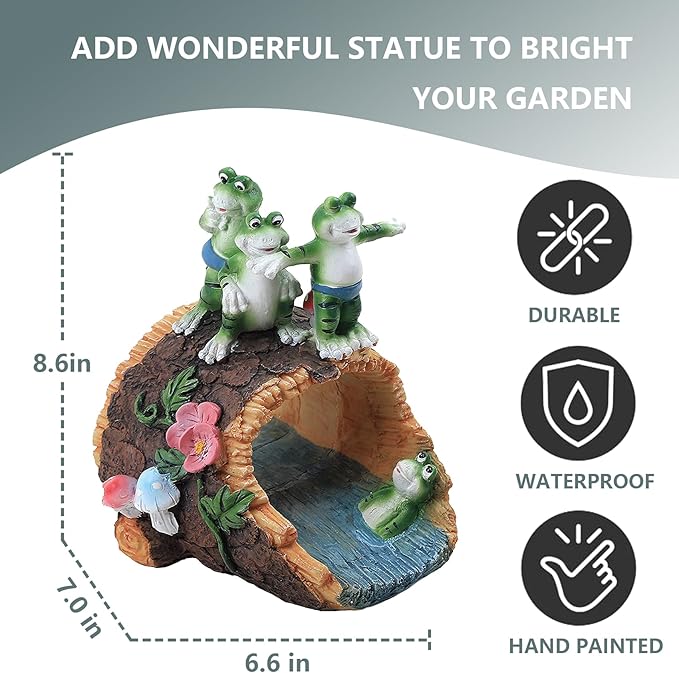 Elenon Playful Frog Decorative Gutter Downspout Extension Statue, Animal Gutter Guardian Rain Downspout Extender, Garden Splash Block Outdoor Sculpture for 3" × 4" Down Spouts Decor