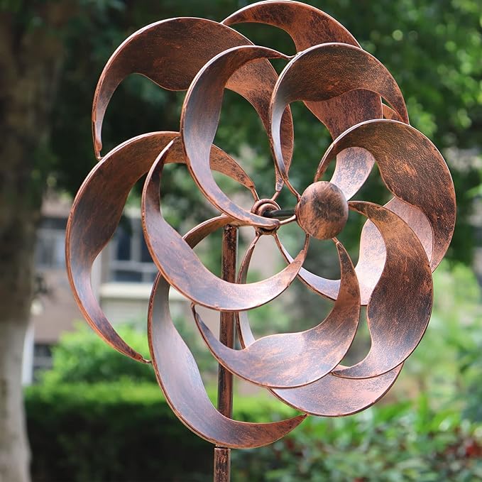 360 Degrees Metal Swivel Classical Wind Spinner Willow Leaves for Patio Lawn Outdoor Yard Lawn Garden 70x20 Inches