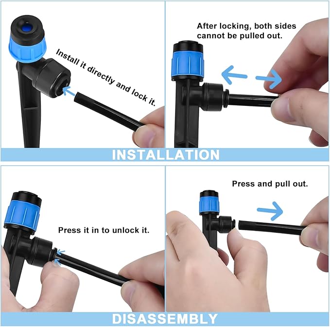 25PCS Easy-Connect Drip Irrigation Emitters, Drip Emitters Fan Shape for 1/4 inch Irrigation Tubing, Adjustable Water Flow Drip Emitters with Stake for Garden Patio Lawn(25PCS,Fan Shape)