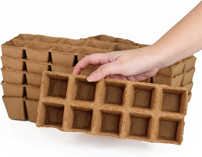 Daniel's Plants 2" Naked Pots | Natural Plantable Seed Starter Trays | OMRI-Listed Biodegradable Tray For Seedlings | Enhanced Drainage & Aeration | Earth Friendly - Peat Free | 100 Pack 2 Inch Square