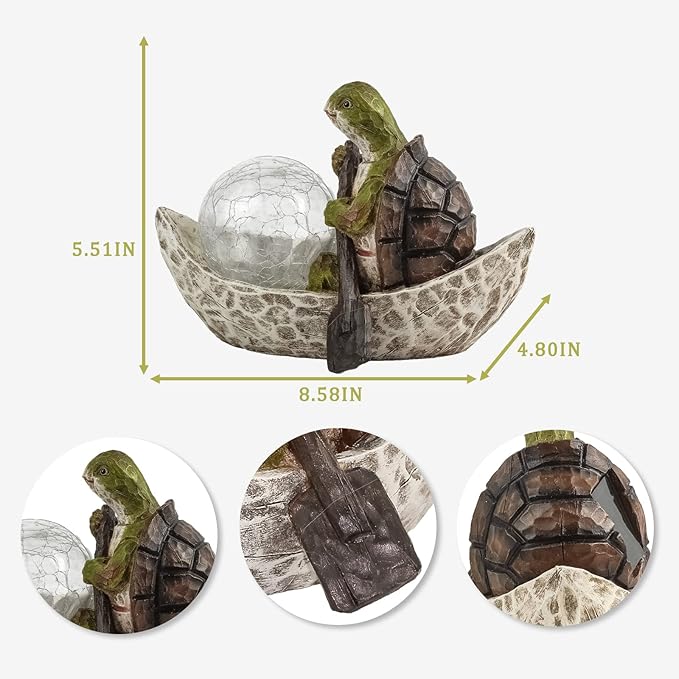 Garden Statue of Turtle,Garden Decor Turtle Figurine,Turtle Outdoor Statue,Solar Turtle Decor for Patio,Balcony,Yard,Lawn Ornament,Perfect Garden Gift