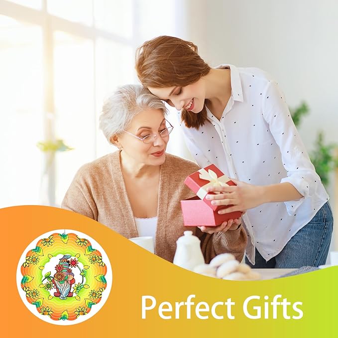 Gnomes Metal Wind Spinners Gnome Gifts for Mom Women Grandma,12inch Hanging Wind Spinner for Outdoor&Indoor Decor Wind Kinetic Ornament for Yard Garden Decoration