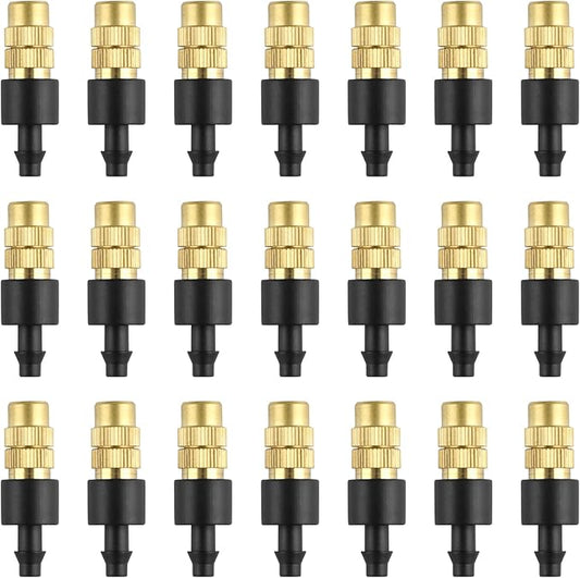 30PCS Adjustable Copper Atomizing Nozzle Kalolary Drip Irrigation Sprayer 4/7mm Atomizing Micro Sprinkler Garden Cooling Irrigation Equipment for Lawn Vegetables Greenhouse (Short)
