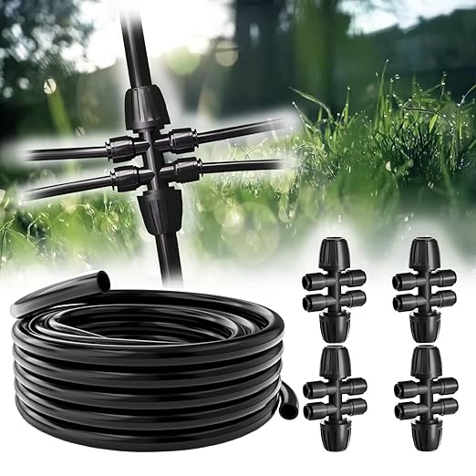 65Ft 5/16" Dropper Blank Distribution Tube Irrigation Kit with 4Pack6 Fast Coupling Coupler for DIY Garden Irrigation System,Dropper and Drip Irrigation System kit (20 m)