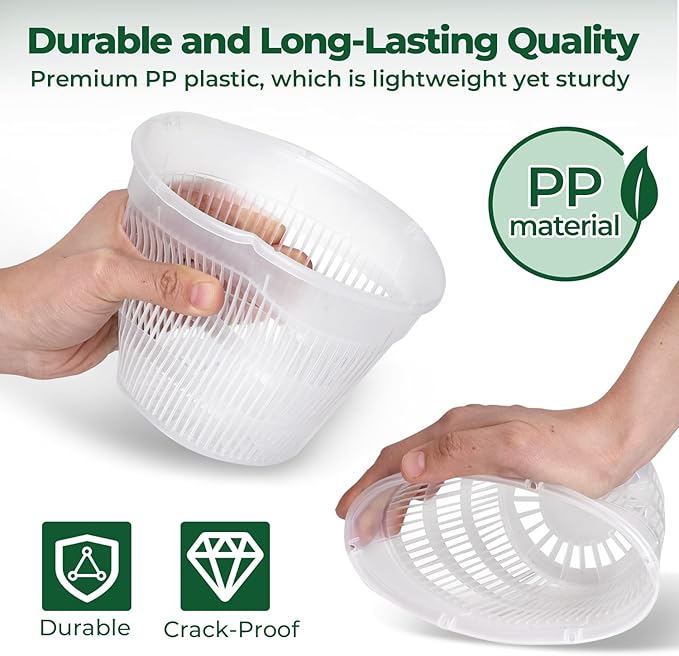 T4U Orchid Pot, 9 Pack Orchid Pots with Holes and Saucers for Repotting, 3 Each of 4.3, 5.5 and 6.3 Inch, Clear Plastic Flower Plant Pot for Indoor Outdoor Plants, Orchids Planter for Root Health