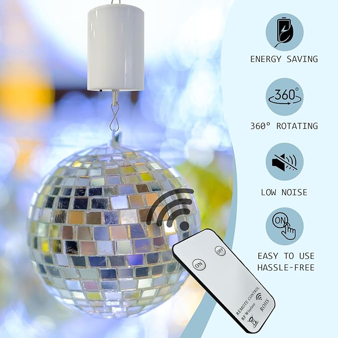 Disco Ball Motor Wind Spinner Mirror Ball Hanging Display Motor Rotating Motor,Garden Decor Motor for Wind Chimes,with Mini Remote Controller for Battery Operated Motor-20 RPM
