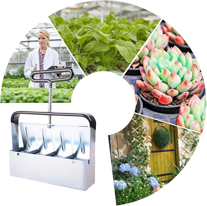 Hand-held Soil Blocker 4pcs 2 Inch Seed Block Makers at a Time, for Seed Start Garden Soil Potting Soil for Outdoor Plants (7.7in*2in)