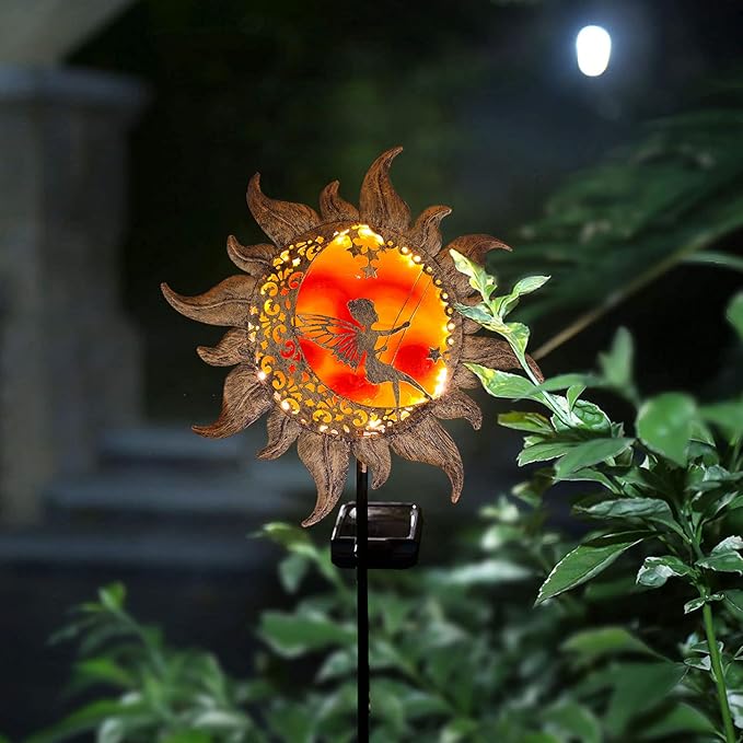 YJFWAL New Garden Solar Lights Pathway Stake Lights Butterfly Fairy Lights with Glass Decor, Outdoor Decorative Lights Waterproof for Walkway, Yard, Lawn, Halloween Patio or Courtyard (Warm White)