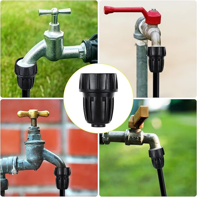15 Pack 1/2 Inch Drip Irrigation Tubing Faucet Adapter, 3/4" to 1/2" Garden Hose Connector Drip Irrigation Fittings Plastic 3/4 Inch Faucet Adapter for Outdoor Garden Irrigation System