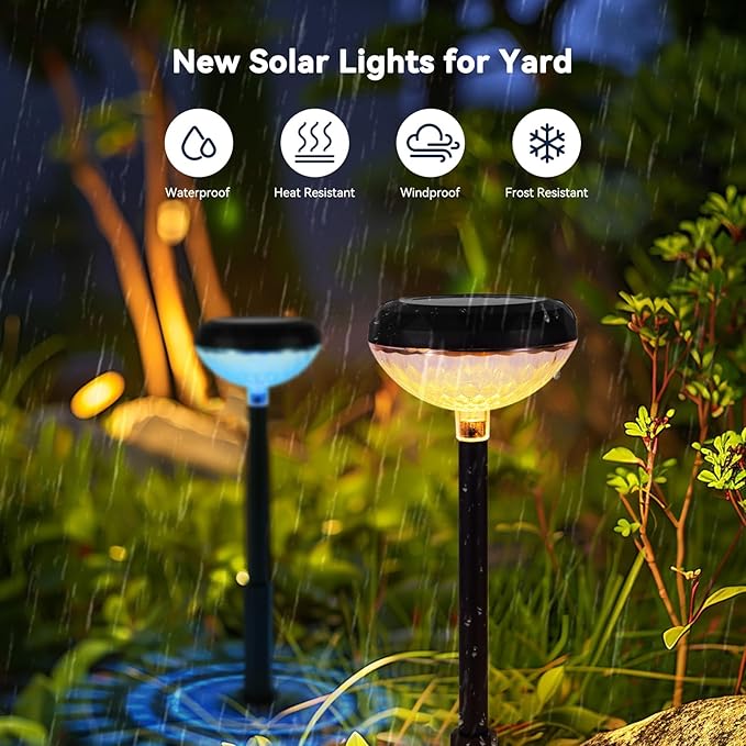Solar Pathway Lights Outdoor Waterproof: 8 Pack LED Yard Light RGB Landscape Lighting - Color Changing Path Walkway Lights Solar Powered Garden Decor for Outside Patio Decorations