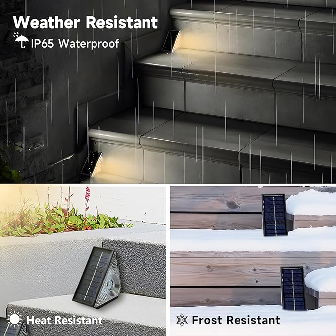 Solar Step Deck Lights Outdoor 20 Pack Solar Step Light, Waterproof Warm White/7 RGB Color Glow Solar Fence Lights for Yard, Patio, Garden, Walkways, Front Door, Pathway, Driveway