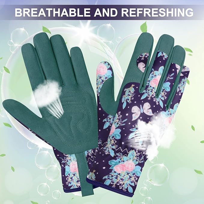 Womens Gardening Weeding Working Gloves, Leather Garden Glove for Women Thorn Proof No Stab for Digging, Planting,Pruning