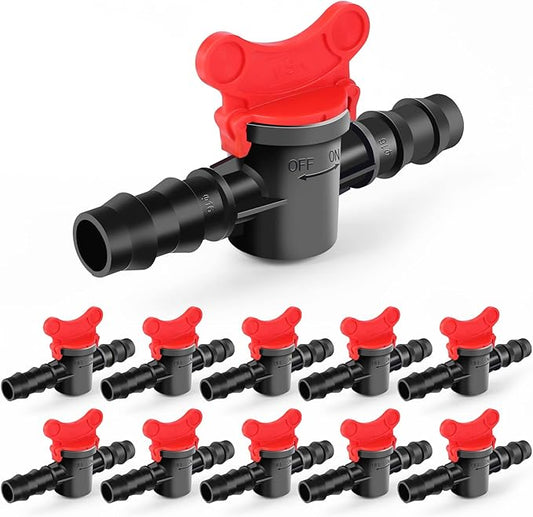 drip irrigation parts Barbed Ball valve 16mm 1/2 inch drip irrigation tubing shut off valve 10pack