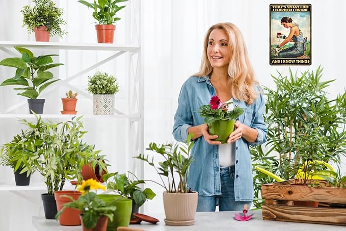 Bestylez Gardening Gifts Vintage Gardening Tin Sign That's What I Do I Garden Sign for Home Garden Greenhouse Living Room Bedroom Outdoor Decor 8X12 Inch (3166)