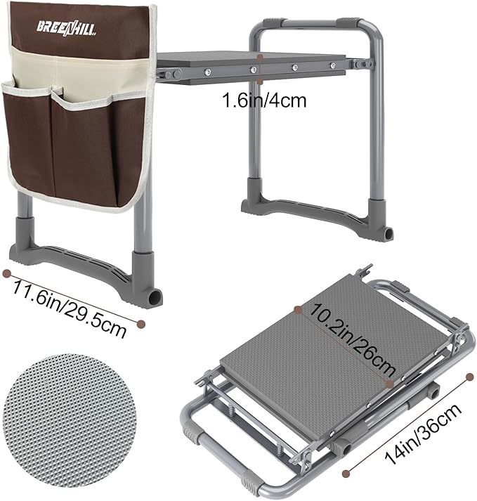 【New Upgraded】 Garden Kneeler and Seat,Foldable Garden Stool,Portable Garden Bench for Kneeling and Sitting,with Kneeling Pad,Tool Bag,Tool Pouch, Gardening Gifts for Women,Seniors,Parents