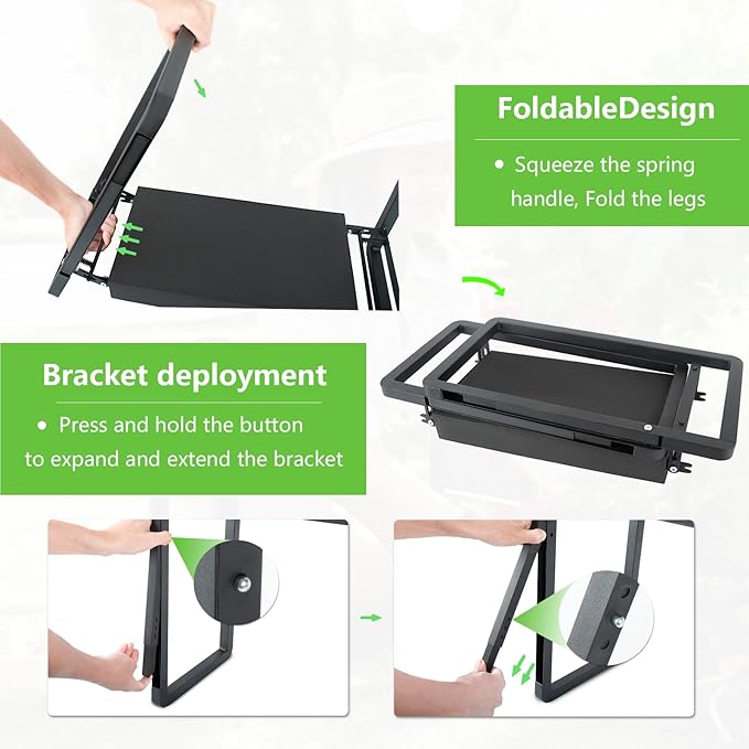 seasky Foldable Garden Kneeling and Seat, Anti-Tipping Garden Stool Widened Thick Soft Kneeling Pad，Heavy Duty Gardening Stool with Garden Tool Bag, Gardening Gift for Women(Without Gloves)