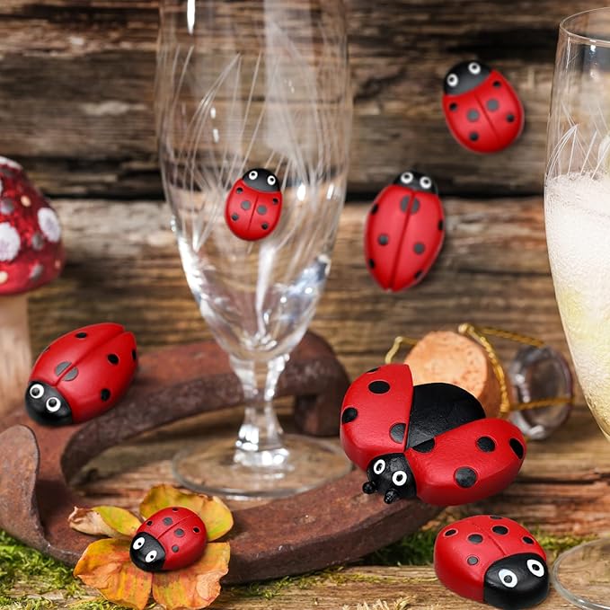 Gerrii 18 Pcs Small Resin Ladybugs Garden Decor Stones Holiday Ladybug Garden Yard Decorations Outdoor 4 Size Ladybug Mom Gifts Lady Bugs Yard Decorations