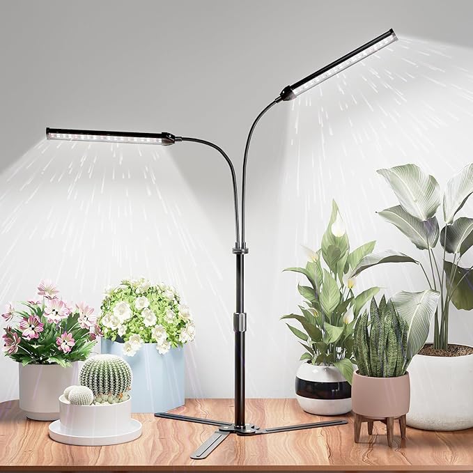 Grow Lights for Indoor Plant, 6000K Full Spectrum Plant Lights for Indoor Growing, 144 LED Grow Light, Height Extendable 9-16'', Auto On Off Timing 4/8/12/18Hrs