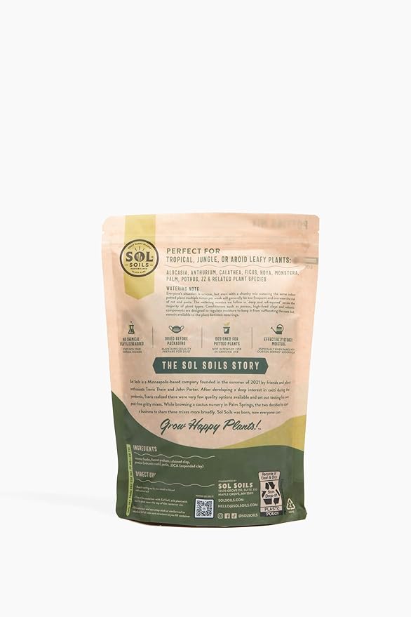 Sol Soils Chunky Houseplant Mix - Fast Draining Soil for Indoor Plants with Coco Coir Chips, Perlite, & Pumice, 2 Quart