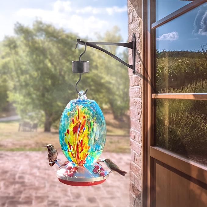 2 Piece 6" Outdoor Indoor Decorative Small Planter Lantern Hooks for Wall Hanging Windchime Hummingbird Feeder Hangers, Black