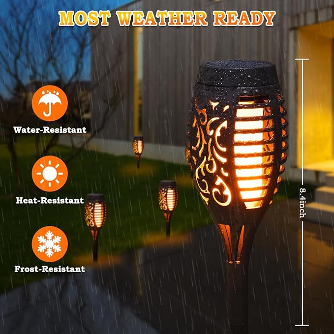 10Pack Solar Lights Outdoor, Solar Torch Lights Outdoor Flickering Flame for Outdoor Decorations, Waterproof Garden Light Solar Powered , Tiki Torches for Outside Yard Patio Lawn Garden Decor