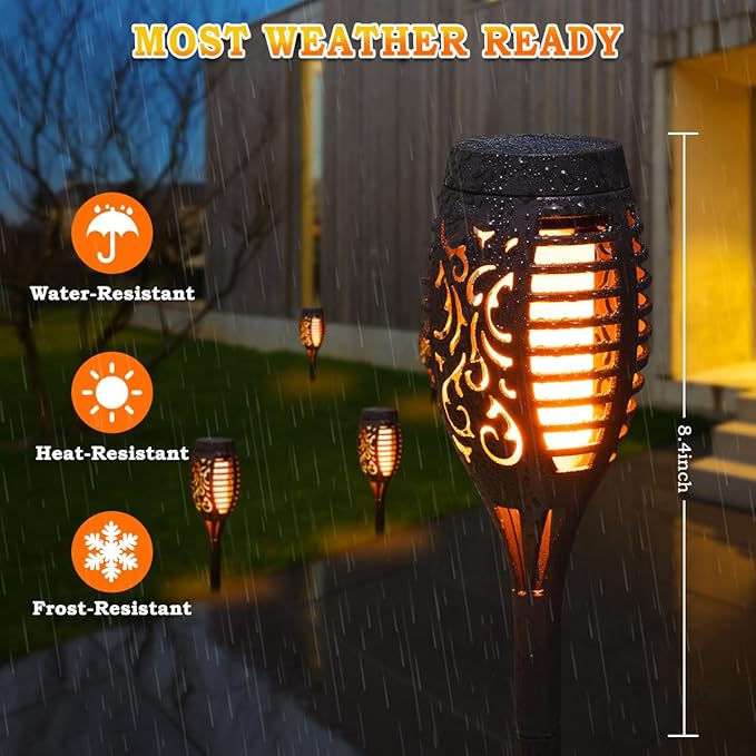 10Pack Solar Lights Outdoor, Solar Torch Lights Outdoor Flickering Flame for Outdoor Decorations, Waterproof Garden Light Solar Powered , Tiki Torches for Outside Yard Patio Lawn Garden Decor