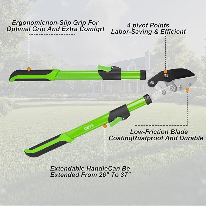 27-41" Telescopic Loppers for Tree Trimming, Heavy Duty Tree Cutter with Ergonomically Designed Handle, Extendable Branch Trimmer for Garden, Farm, Sharp Bypass Blades for Easy Cutting