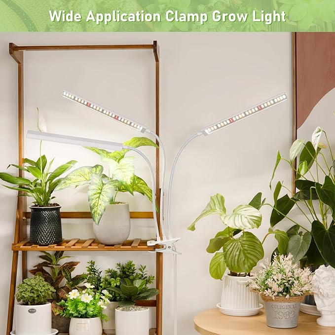 FOXGARDEN® Grow Light for Plant Growing, Full Spectrum Plant Lights for Indoor Growing with Timer 4/8/12 H, Tri-Head 156 LED Grow Lamp with Gooseneck & Clamp, 4 Brightness Levels for Indoor Plants