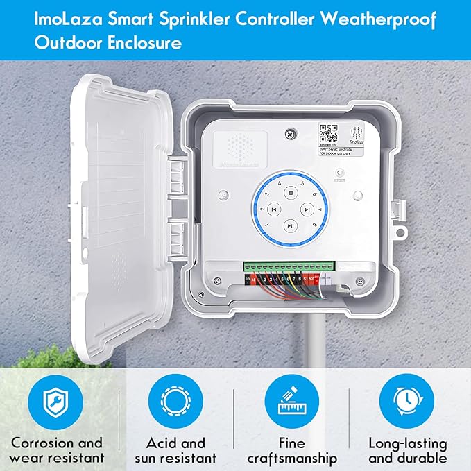 ImoLaza Waterproof Sprinkler Controller Box, Weatherproof Outdoor Enclosure for ImoLaza Sprinkler Controllers, Compatible 4 Zones, 6 Zones, 8 Zones, 12 Zones, 16 Zones