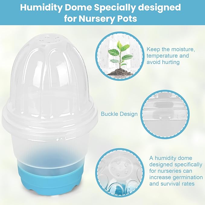 Clear Nursery Pots for Plants with Lid,30 Packs Seed Starting Pots 4 inch Plastic Plant Pot Seedling Pots with Drainage Holes Plant Nursery Pots Seed Starting Pot Silicone Base