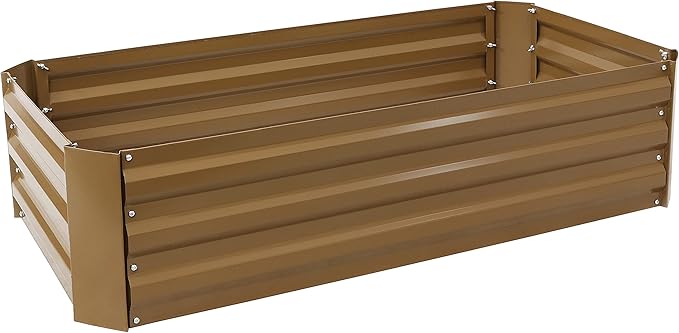 Sunnydaze 11.75" H Raised Metal Garden Bed - Galvanized Raised Garden Bed Outdoor for Vegetables and Flowers - Brown - 4' x 2' Rectangle