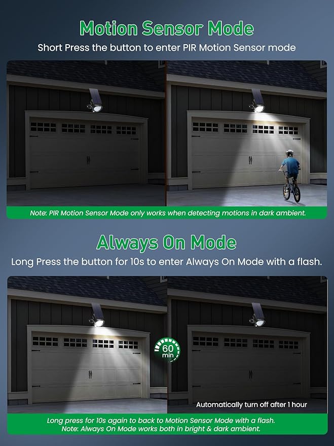 3CCT Solar Spot Lights Outdoor Motion Sensor, Dimmable Solar Landscape Spotlights IP65 Waterproof Motion Sensor Lights for Garden Yard Pathway Garage, 4 Pack