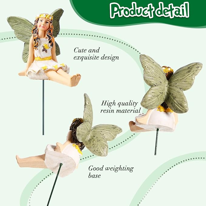 Bucherry 12 Pieces Garden Mini Fairies Figurines Miniature Fairy Sculpture Decoration Tiny Garden Accessories for Home Outdoor Yard Lawn Flower Pot Decor(Elegant)