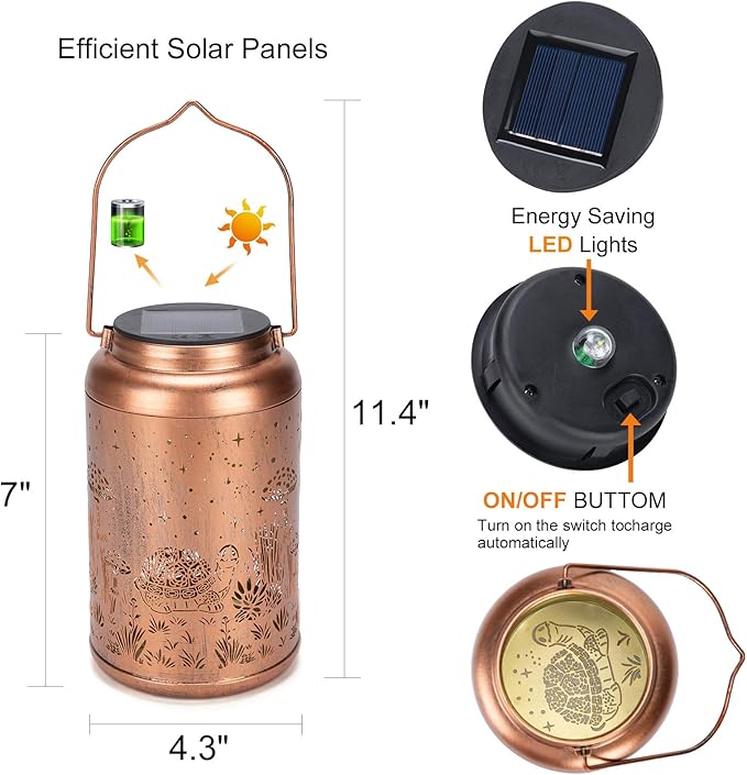 Turtle Solar Lanterns Outdoor Waterproof - Birthday Gifts for Women, Men, Mom, Mothers Day Gifts, Tortoise Solar Lights Outdoor Hanging Garden Decor for Outside, Patio, Outdoor, Yard, Lawn, Balcony