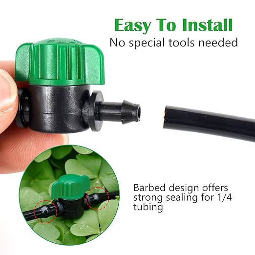 Drip Irrigation Valves,Drip Irrigation Shut Off Valve Barbed Valves FittingsFits 1/4 Drip Irrigation Tubing Water Flow Control for Drip Sprinkler Garden System(25PC-1/4 Drip Valve)